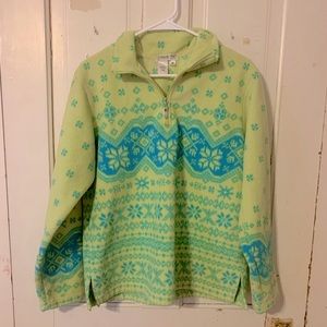 Coldwater Creek Green and Blue Patterned Sweatshirt